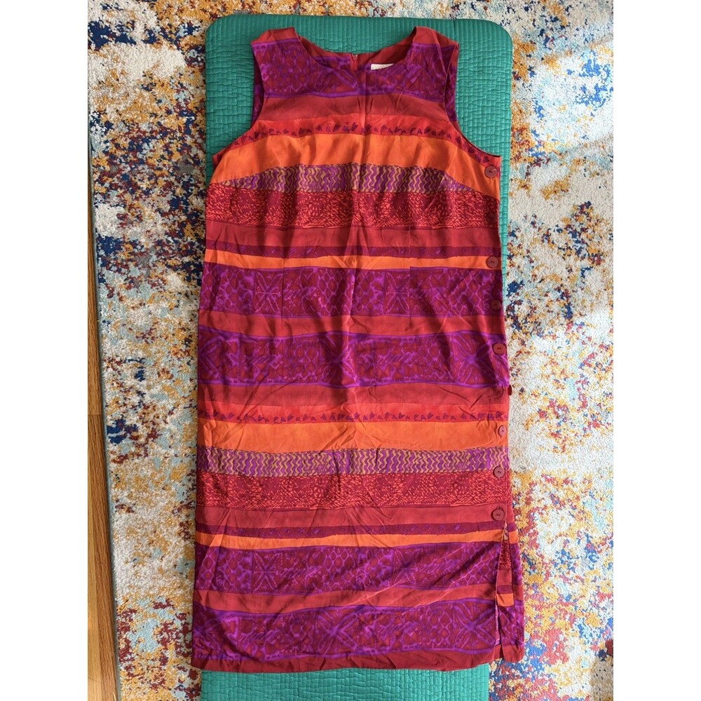 NEW Expressions Dress Sz 22 W Sleeveless Maxi Dress Button Up Batik Red Striped
